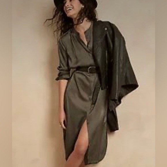 Banana Republic Factory Dresses & Skirts - SOLD Banana Republic Satin Long Sleeve Shirt Dress Size XS
